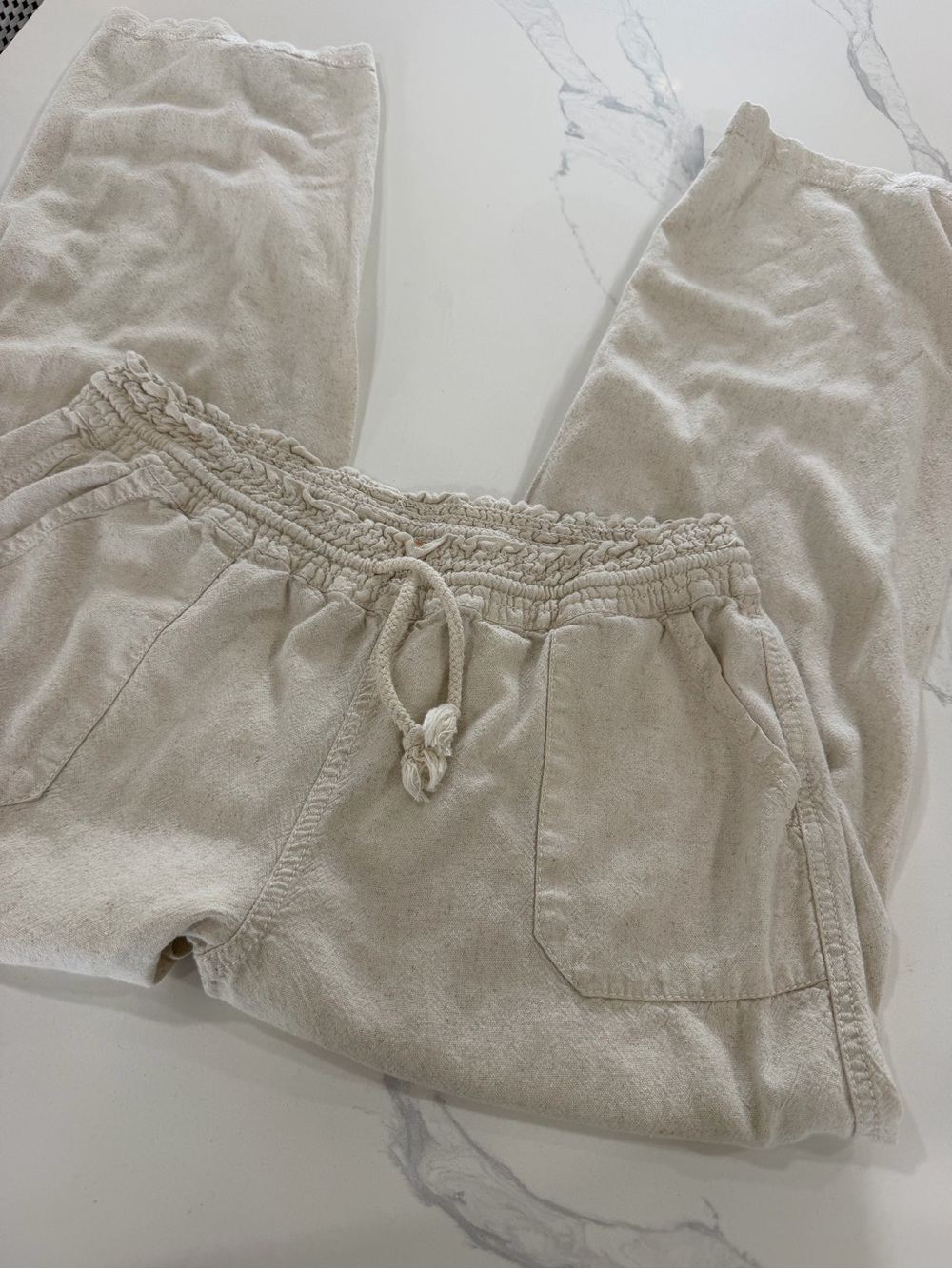 Angel Kiss Linen Blend Wide Leg Pants Women’s Size Large Boho Drawstring Waist